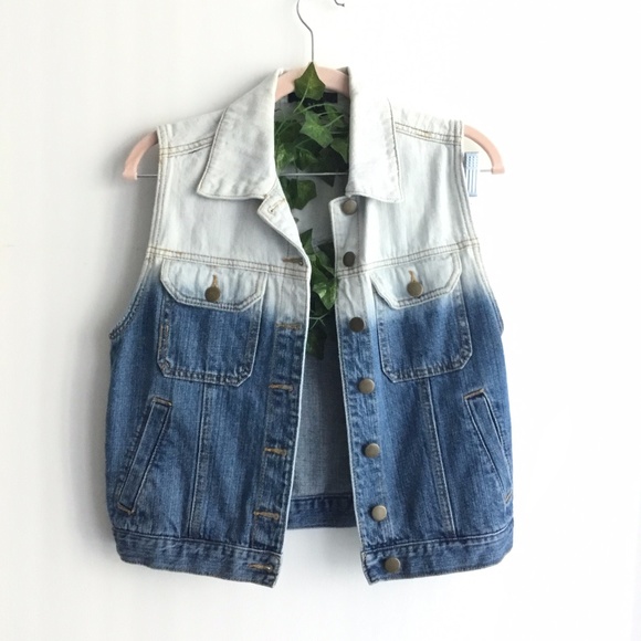 Forever 21 Vintage Retro Americana Festival Style Ombre Gradient Denim Vest - Picture 1 of 4